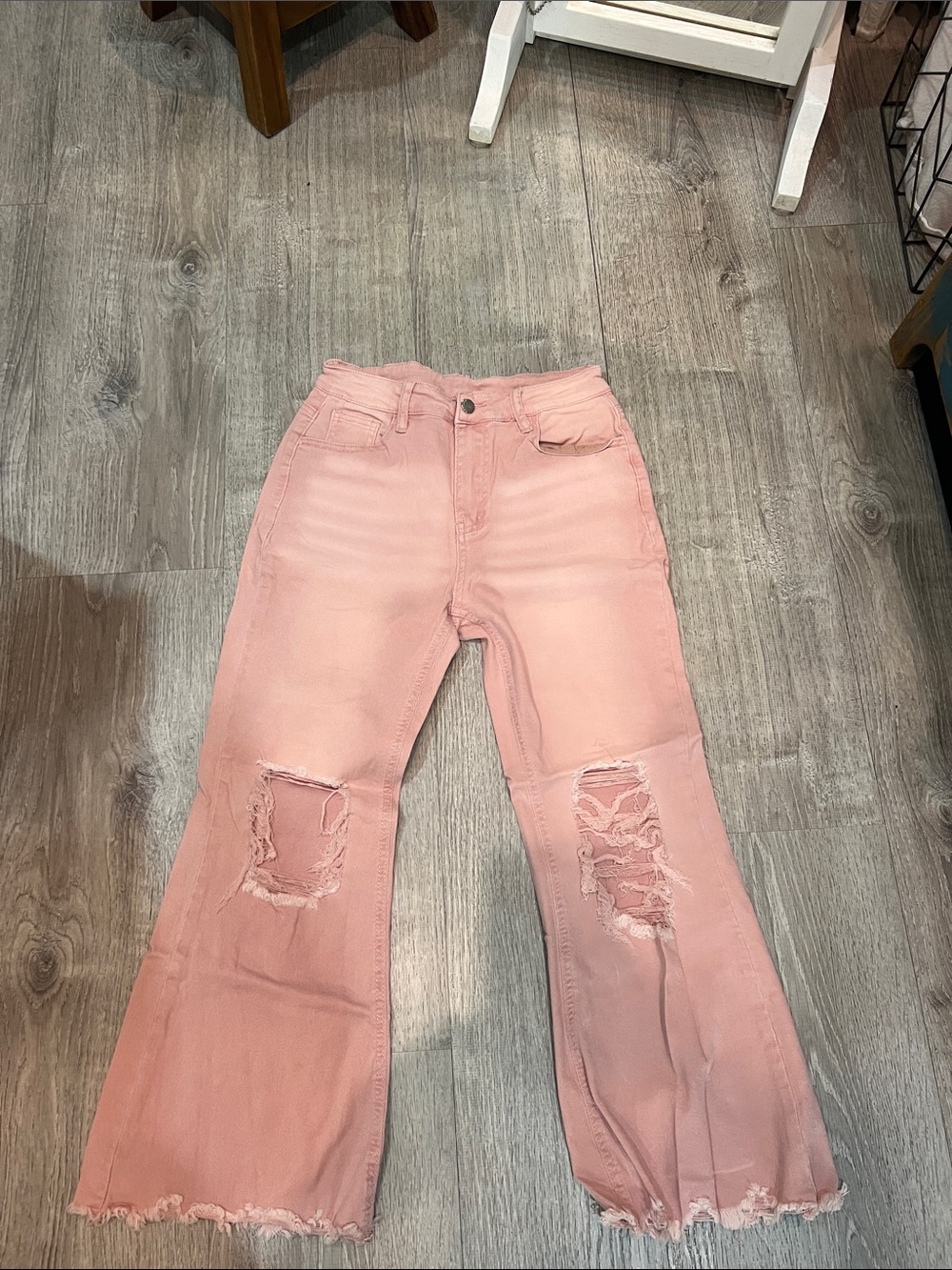 Women's Pink Distressed flare/ bootcut Jeans 8